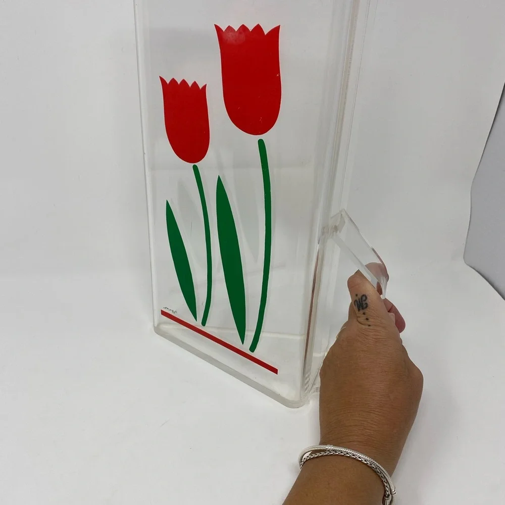Vintage Tulips pitcher lucite 80’s cottagecore